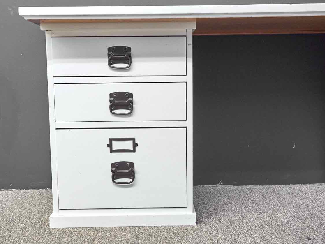 White Double Pedestal File Desk