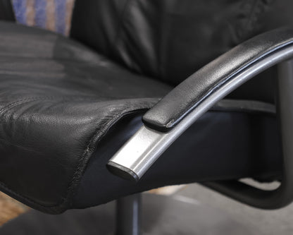 Leather Swivel Chair with Ottoman