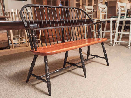 Windsor Back In Black Finsh With Solid Cherry Seat Bench