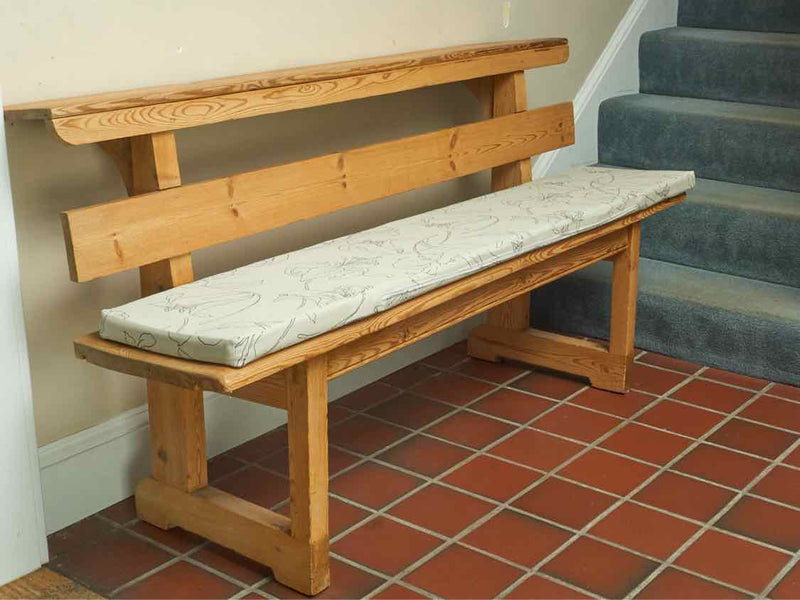 Rustic Pine Bench With Back Shelf Includes Custom Cushion