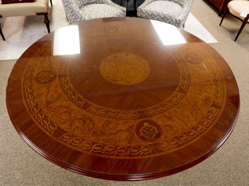 Round Inlaid Mahogany Regency Style Dining Table