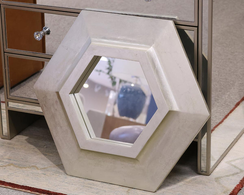 West Elm Mirror in Silver Hexagonal Frame