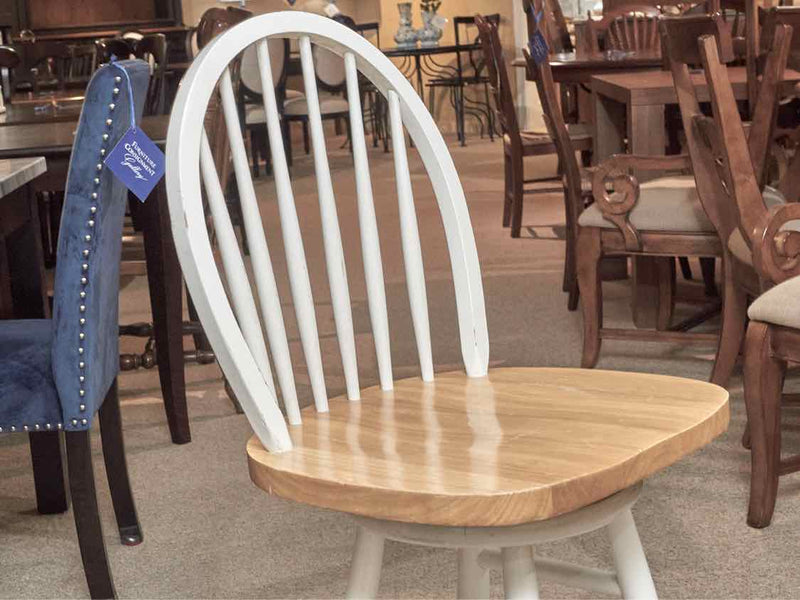 Ash Top White Finish Hightop Table & 2 Swivel Chairs