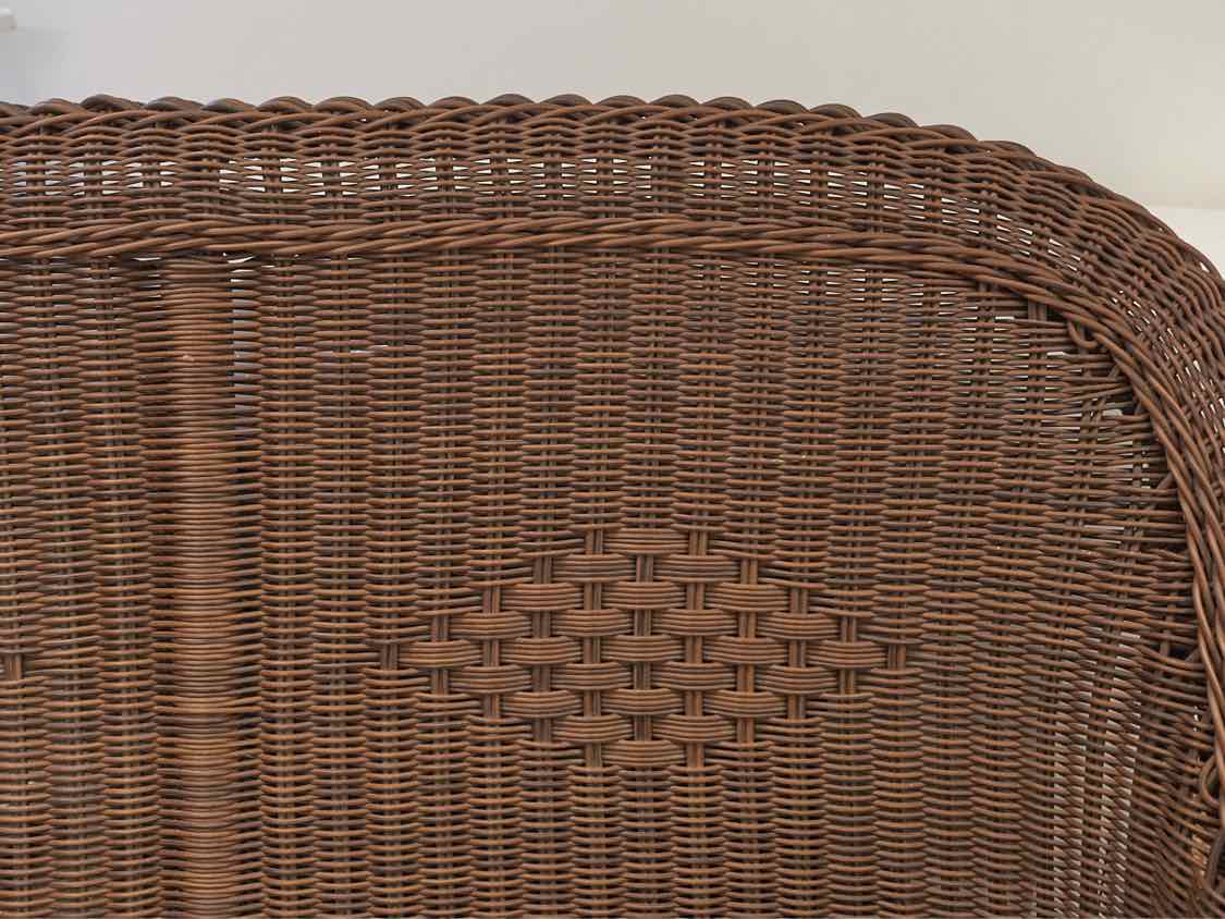 Brown Wicker Porch Glider with Cushions