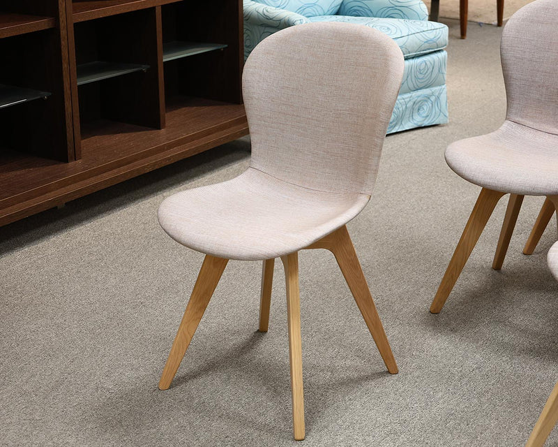 Bo Concept Adelaide Oak Dining Chair with Sand & Blush Woven Upholstery