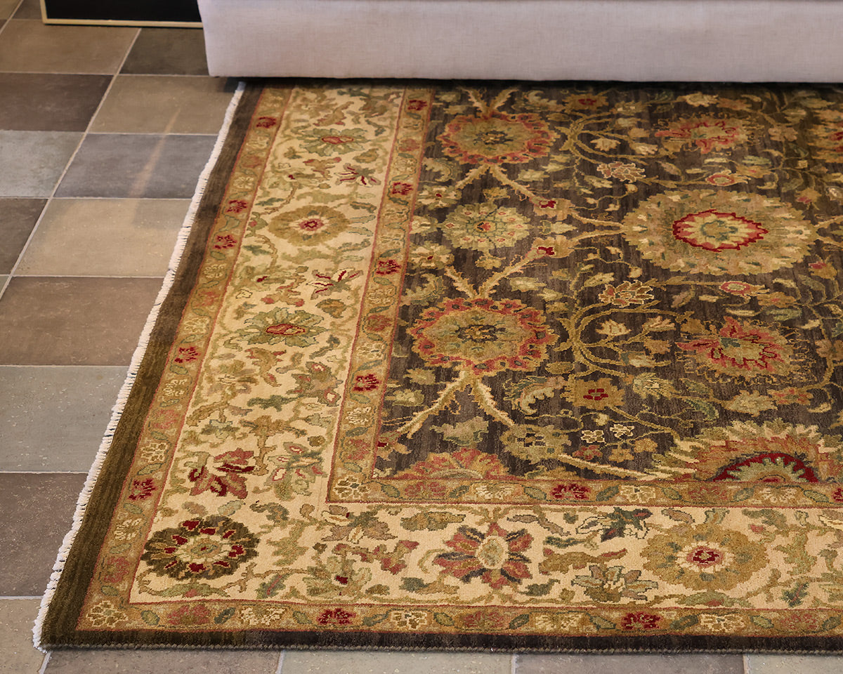 Ethan Allen 8 x 10 Area Rug in Grey, Tan, Burgundy & Green