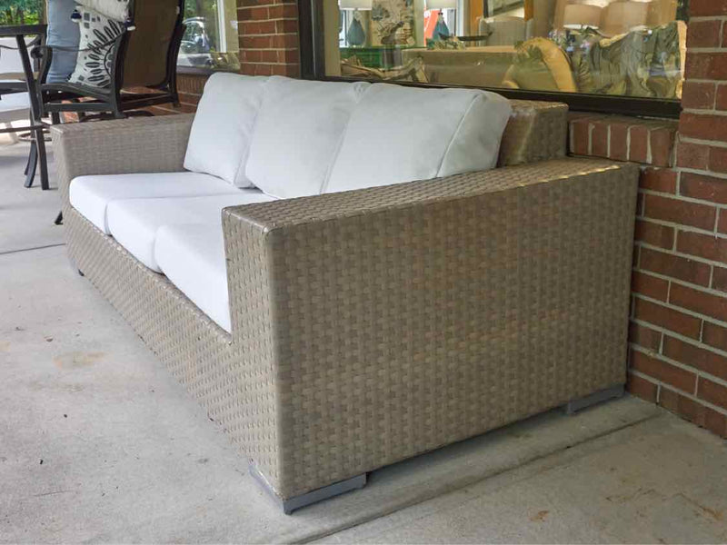 Pelican Reef Gray Resin Wicker Outdoor Track Arm Sofa