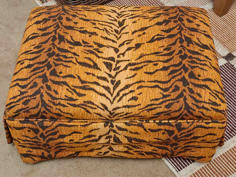 Tiger Upholstered Ottoman with Skirt and Casters