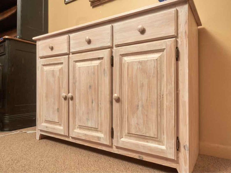 White washed Finish Pine 3 Drawer 3 Door  Sideboard