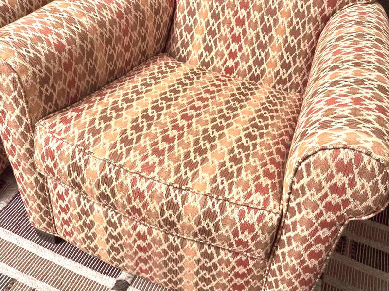 Pair of Ethan Allen  Rust, Brown& Ivory Upholstered   Chairs