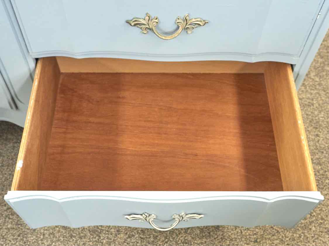 Dixie French Provincial Six Drawer Dresser in Ice Blue