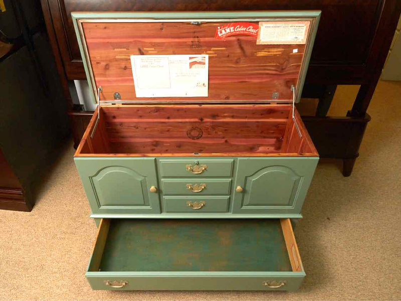 Lane Furniture  Cherry Top 'Sage Green' Finish 1 Drawer Cedar Chest