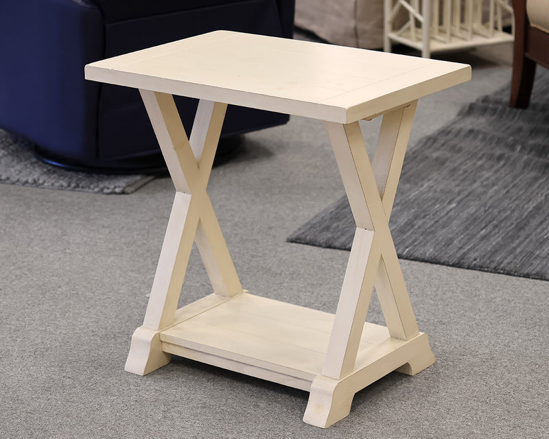 Off-White Plank Top Side Table