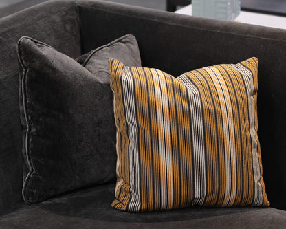 Charcoal Velvet Chaise with Matching Toss Pillow & Striped Accent Pillow