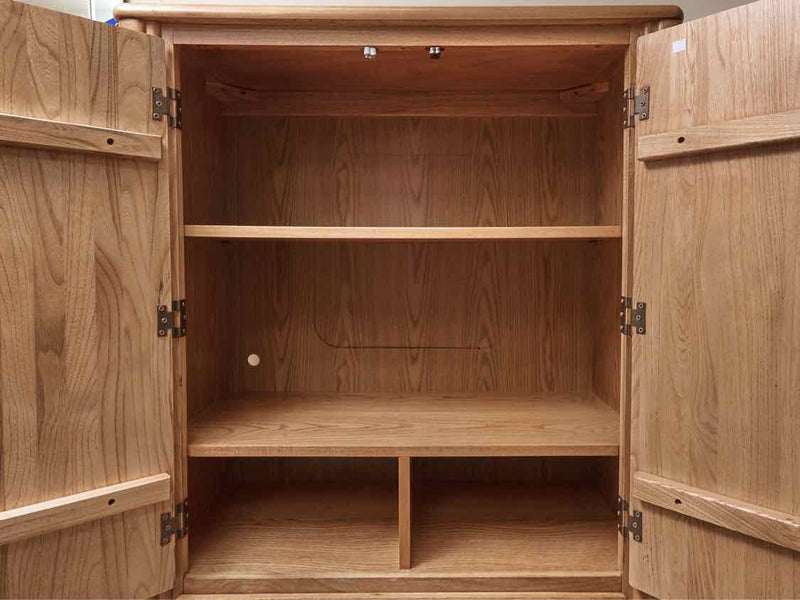 Oak 2 Door 3 Shelf 2 Drawer Armoire