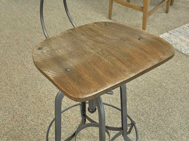 Set of 3 RH Industrial Wood & Metal Bar Stools