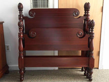 Pair of Mahogany Pineapple 4 Post Twin Beds with Metal Rails