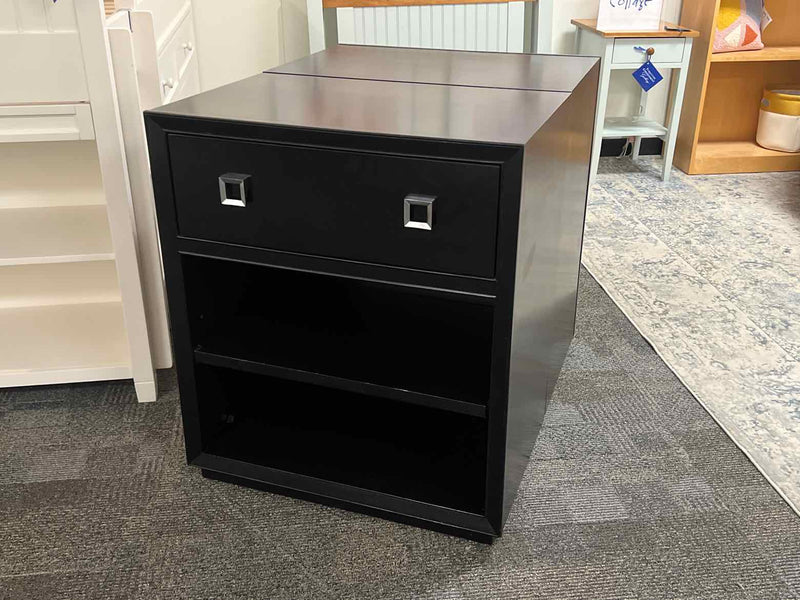 Pair of Black Nightstands w/ Shelves