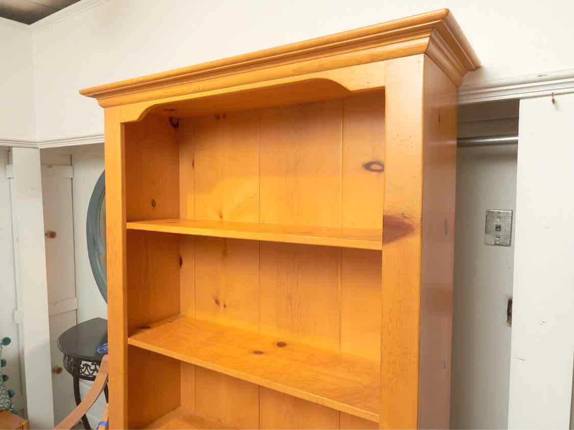 Honey Stained Pine  4 Shelf 2 Door Bookcase