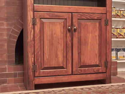 Pine Bookcase with Black Beadboard with 2 Shelves & 2 Doors