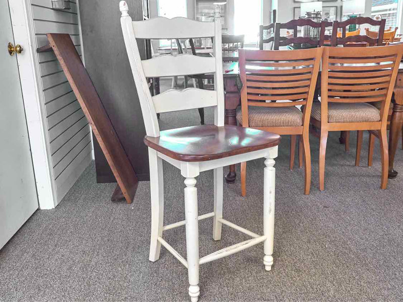 Canadel Ivory Distressed Pub Table with Cherry Top  & 4 Chair Set