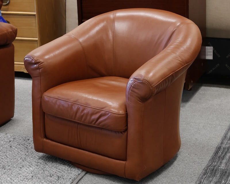 Caramel Color Leather Swivel Chair