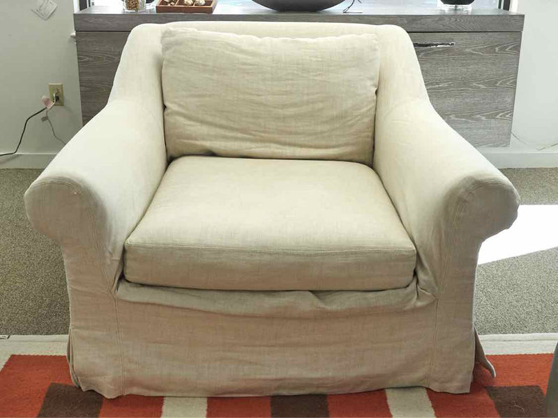 Restoration Hardware Slipcovered Oversized Arm Chair in Belgian Linen