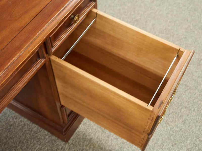 Cherry Pedestal Desk with 2 File Drawers & 4 Smaller  Drawers