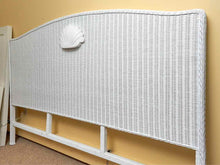 White Wicker Shell Accent King Headboard