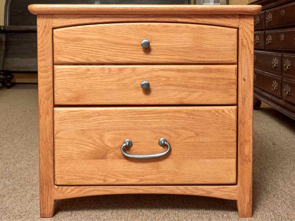 Pair of Blackhawk Oak 2 Drawer Nightstands with Pewter Finish Knobs