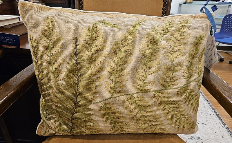 Pair of Hooked Wool Lumbar Fern Pillows