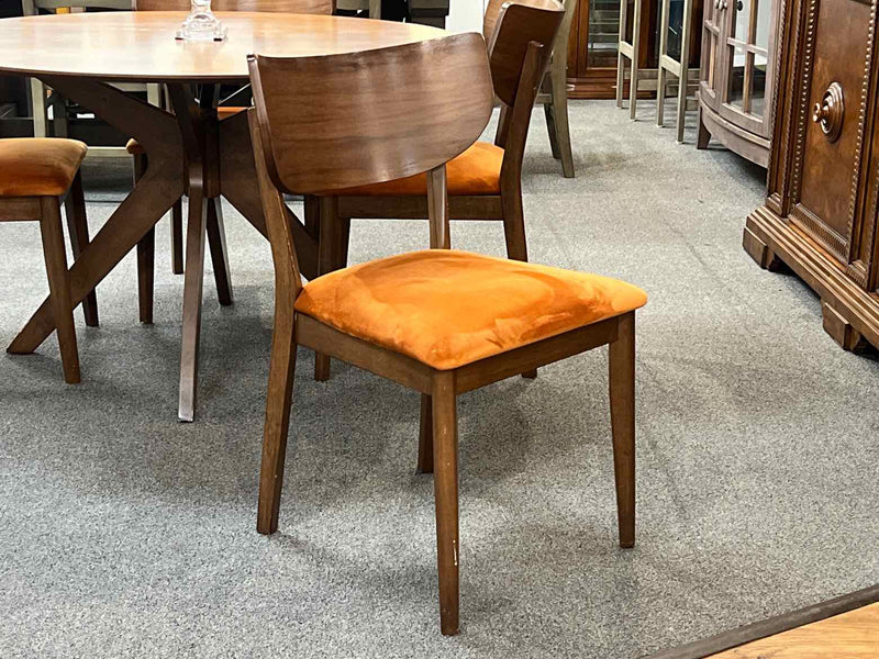 Mid-Century Round Cherry Dining Table w/ 4  Chairs