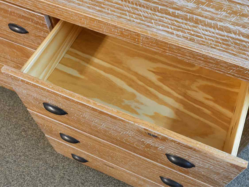 6-Drawer Reclaimed Wood Dresser in Whitewashed Finish