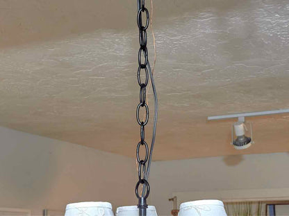 Homestead Black Finish 3 Arm With Ivory Embroidered Shades Chandelier