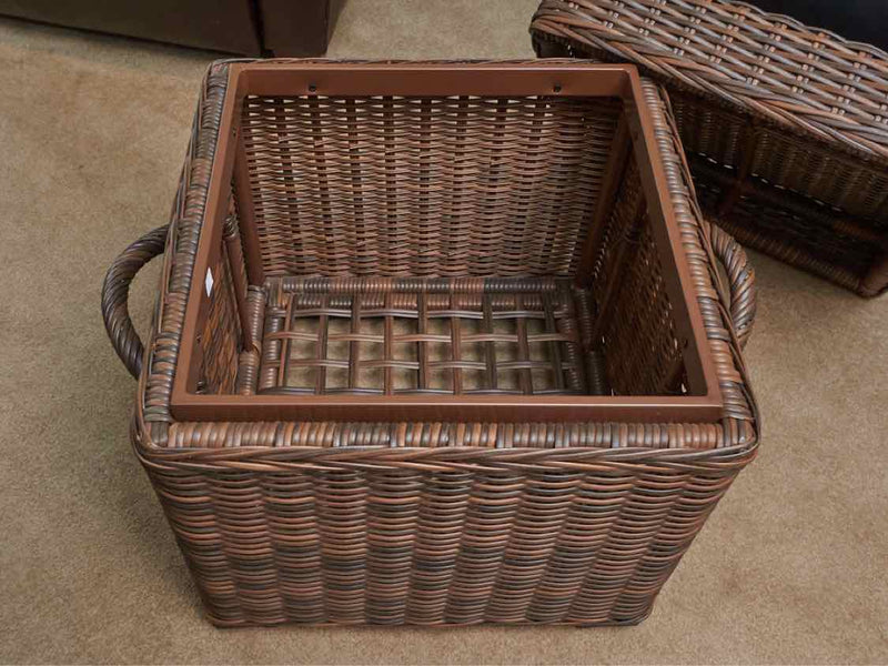 Crate & Barrel Woven Storage Box with Handles and Removable Lid