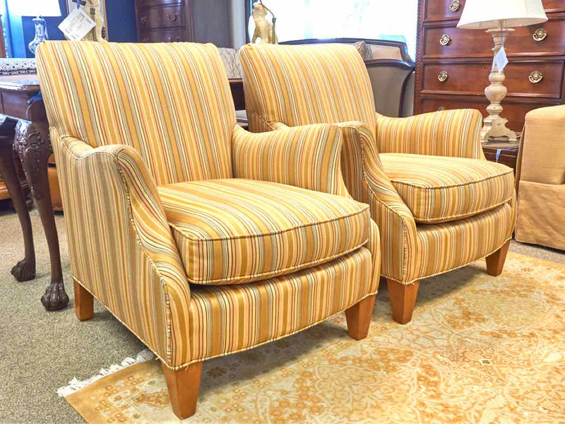 Pair of Sam Moore Striped Arm Chairs