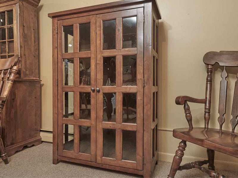 Stained Fir 2 Glass Door 4 Shelf Bookcase