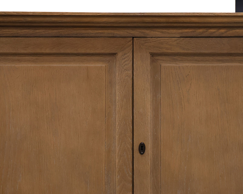 French 4 Door Sideboard w/ Adjustable Shelves In Gray Oak