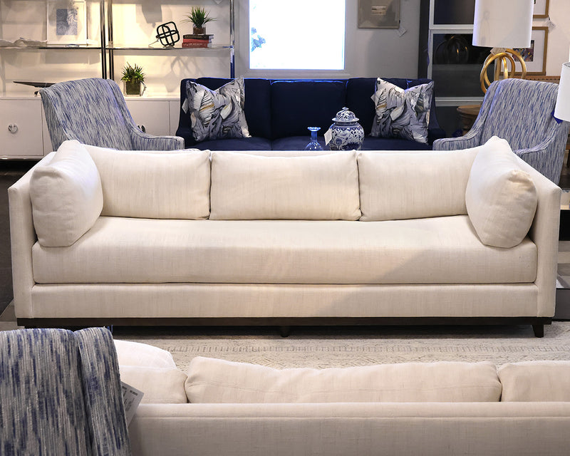 Holly Hunt 'Verellen' White Plains Upholstered Sofa with Ash Wood Finish