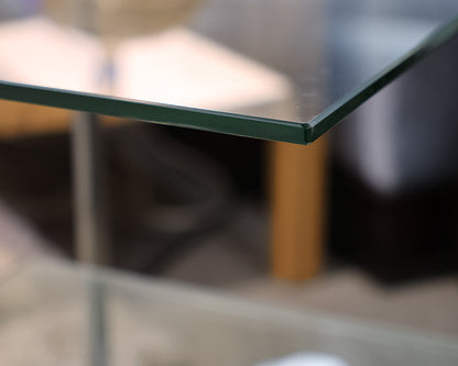 Glass and Stainless Steel Side Table