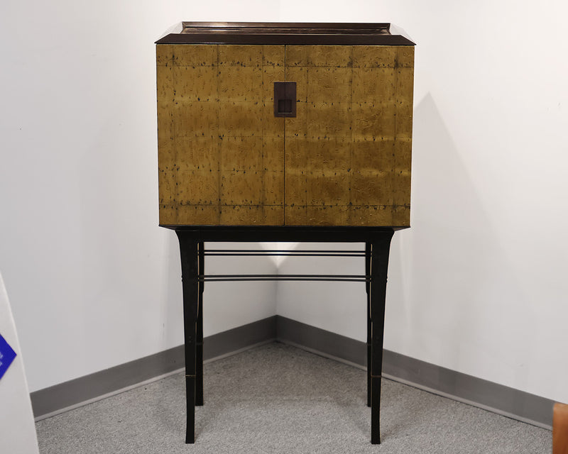 Baker bar cabinet w/ 2 Gold Leaf Doors on a Java finish Base