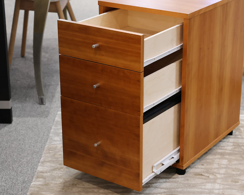 Room & Board Rolling File Cabinet in Cherry with Aluminum Pulls