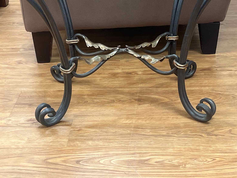 Oval Glass & Iron Side Table