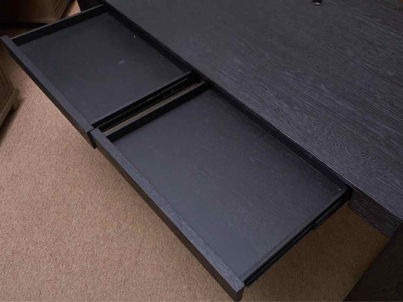 Restoration Hardware 2 Drawer Desk In Worn Black Finish