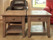 Pair Of Four Hands Driftwood Finish Plank Top 1 Drawer  Side Tables