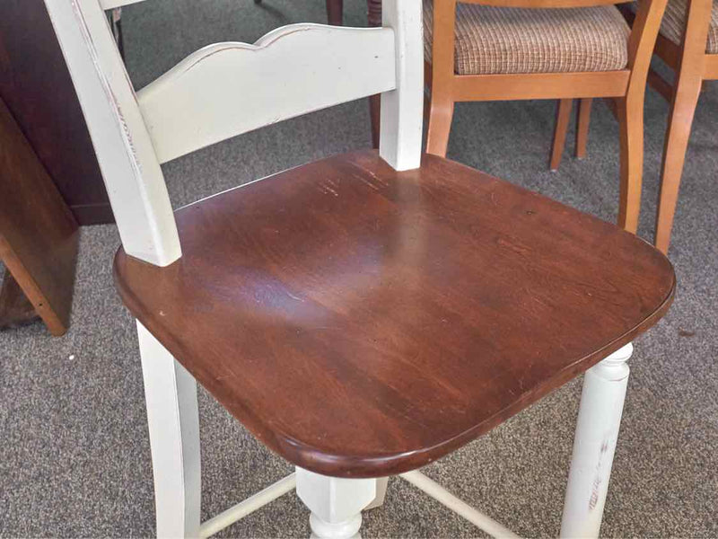 Canadel Ivory Distressed Pub Table with Cherry Top  & 4 Chair Set