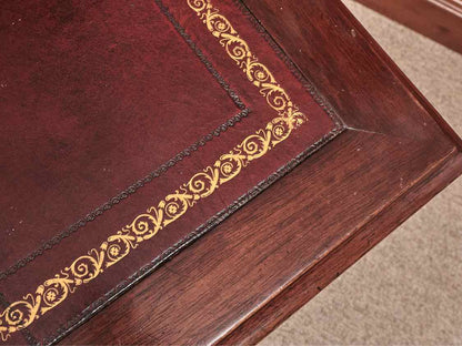 Mahogany  Burgundy Leather  Top 8 Drawer Desk