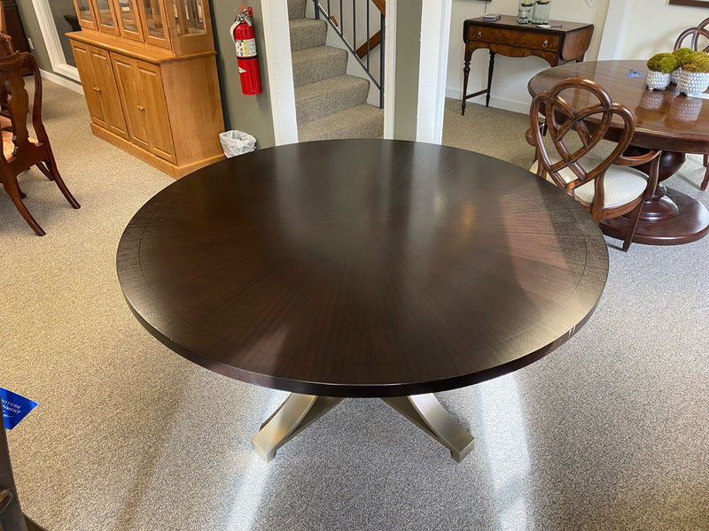 Ethan Allen 'Evansview' Mahogany Round Top with Brass Metal Base Dining Table