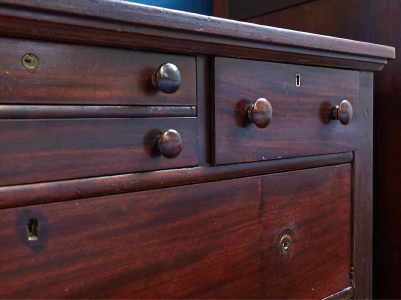 Espresso Finish Mahogany Dresser On Castors W/ Mirror