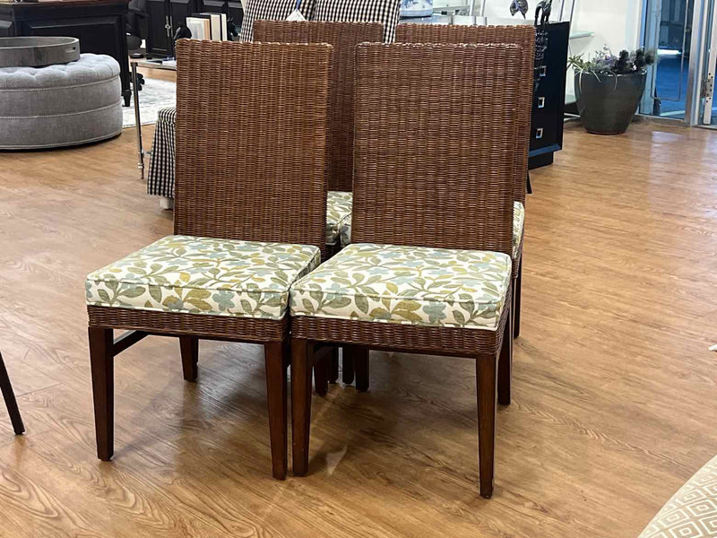 Ethan Allen Set of 4 Rattan Back Dining Chairs